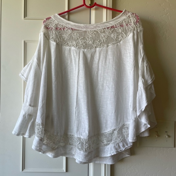 Free People Gauzy Lace Boho Blouse Size M - Picture 6 of 6